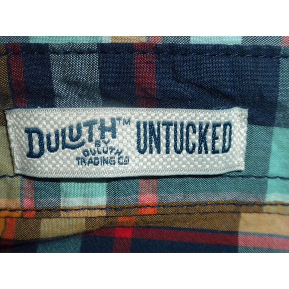 Duluth Shirt Mens XL Blue Plaid Relaxed Fit‎ Untucked BBQ Short Sleeve 38922 Dad - Picture 8 of 13